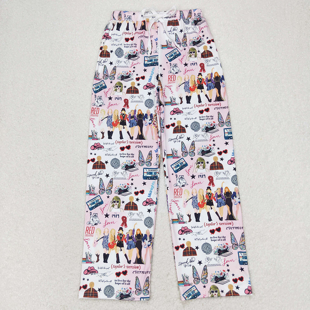 Sibling Adult Women Cartoon Mouses Bows Singers Pajamas Flare Pants