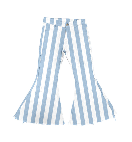 Baby Girls Blue Stripes Bell Flare Denim Pants preorder