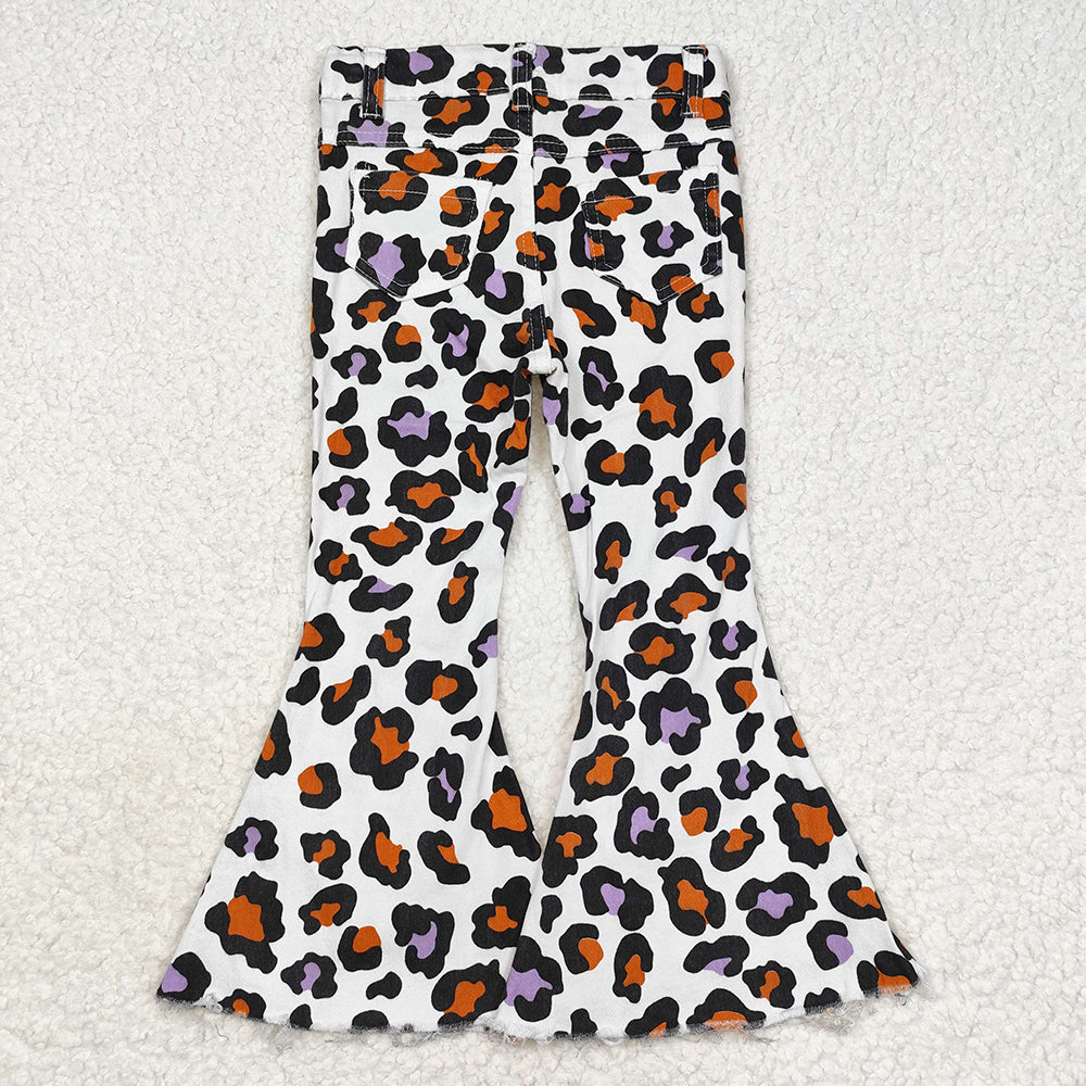 Baby Girls Halloween Leopard Bell Flare Denim Jeans Pants