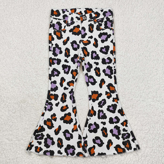 Baby Girls Halloween Leopard Bell Flare Denim Jeans Pants