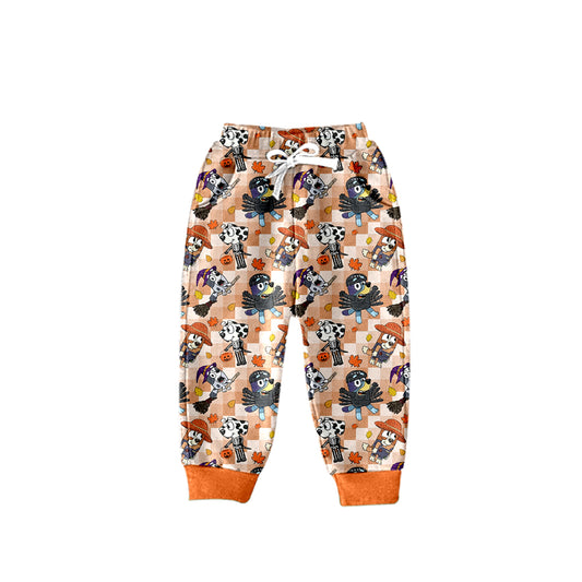 Baby Boys Halloween Dogs Orange Checkered Pants Preorder