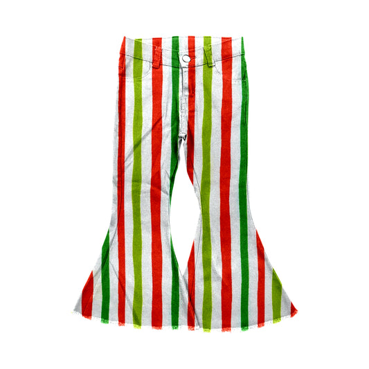 Baby Girls Christmas Stripes Bell Flare Denim Pants preorder