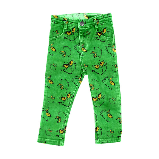 Baby Boys Christmas Green Frog Face Denim Pants Jeans preorder