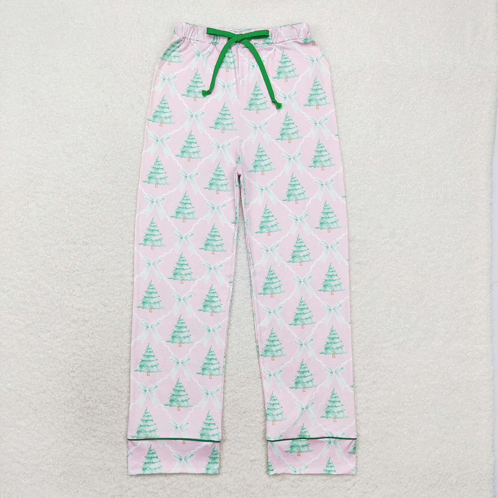 Adult Women Christmas Pink Bows Trees Bottom Pants Pajamas