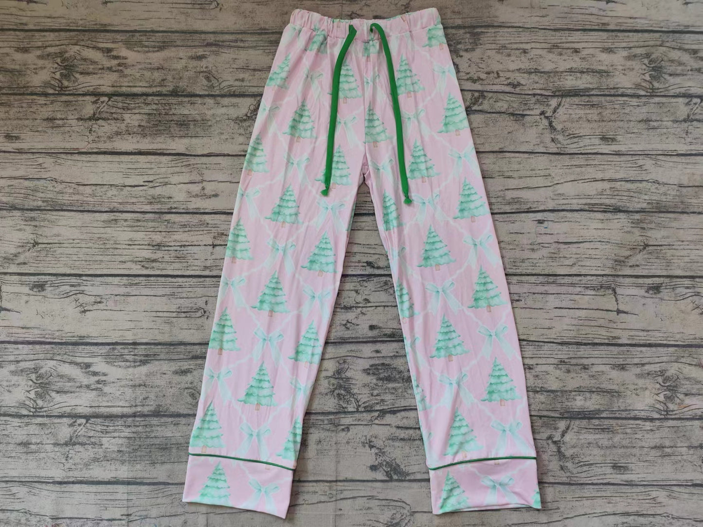 Adult Women Christmas Pink Bows Trees Bottom Pants Pajamas