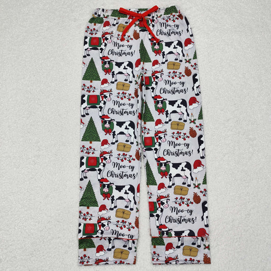 Adult Women Christmas Trees Cows Bottom Pants Pajamas