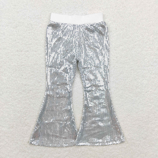 Baby Girls Sequin Silver Bell Bottom Pants