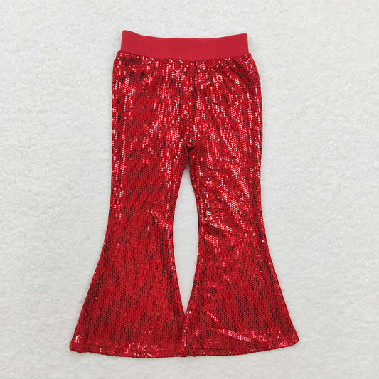 Baby Girls Sequin Red Bell Bottom Pants