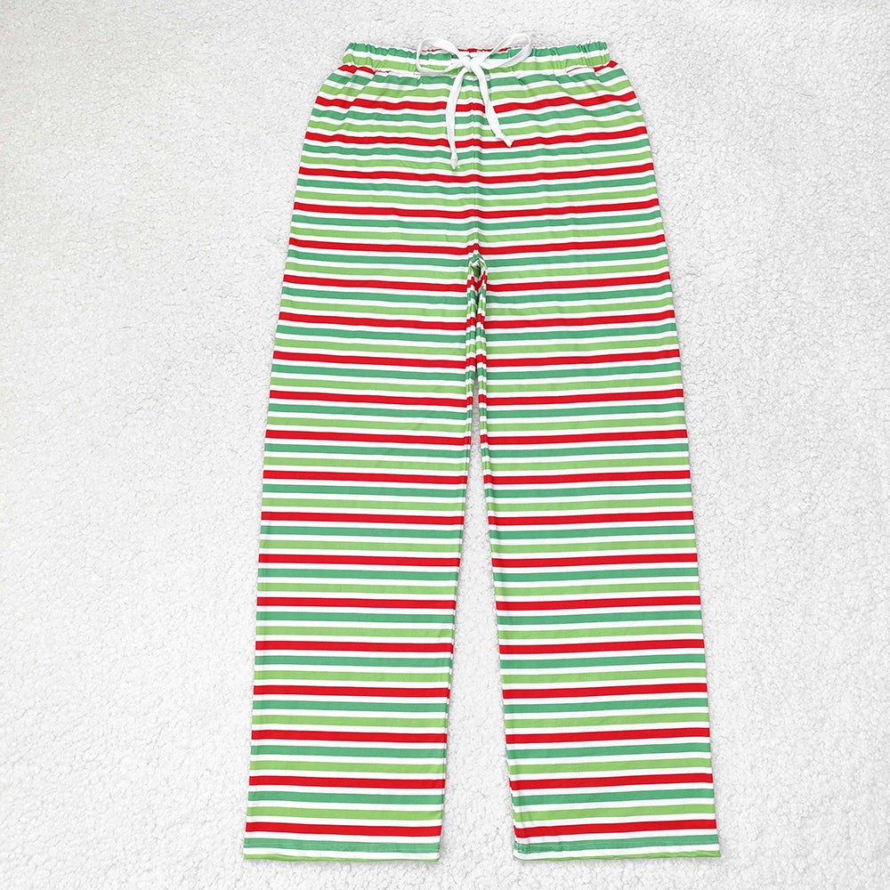 Adult Women Green Red Stripes Bottom Pants Pajamas