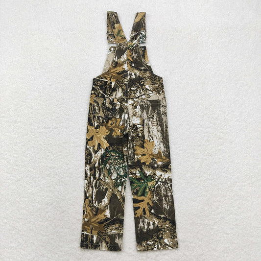 Baby Boys Kids Brown Leaves Camo Denim Strap jumpsuits Overall