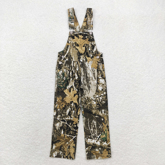 Baby Boys Kids Brown Leaves Camo Denim Strap jumpsuits Overall