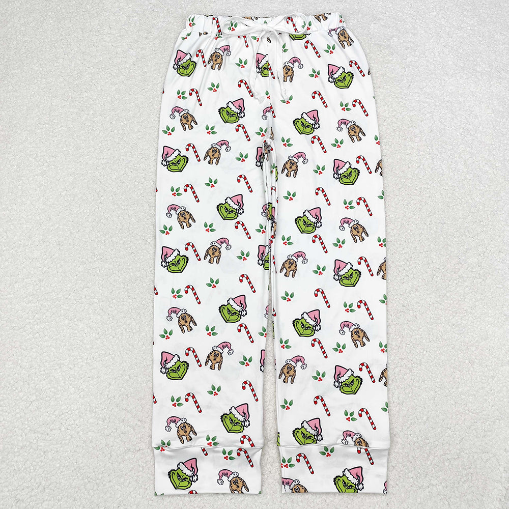 3 Colors Adult Women Christmas Green Face Bottom Pants Pajamas