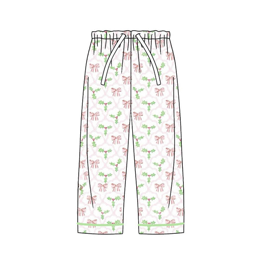 Adult Women Christmas Bows Holly Bottom Pants Pajamas Preorder