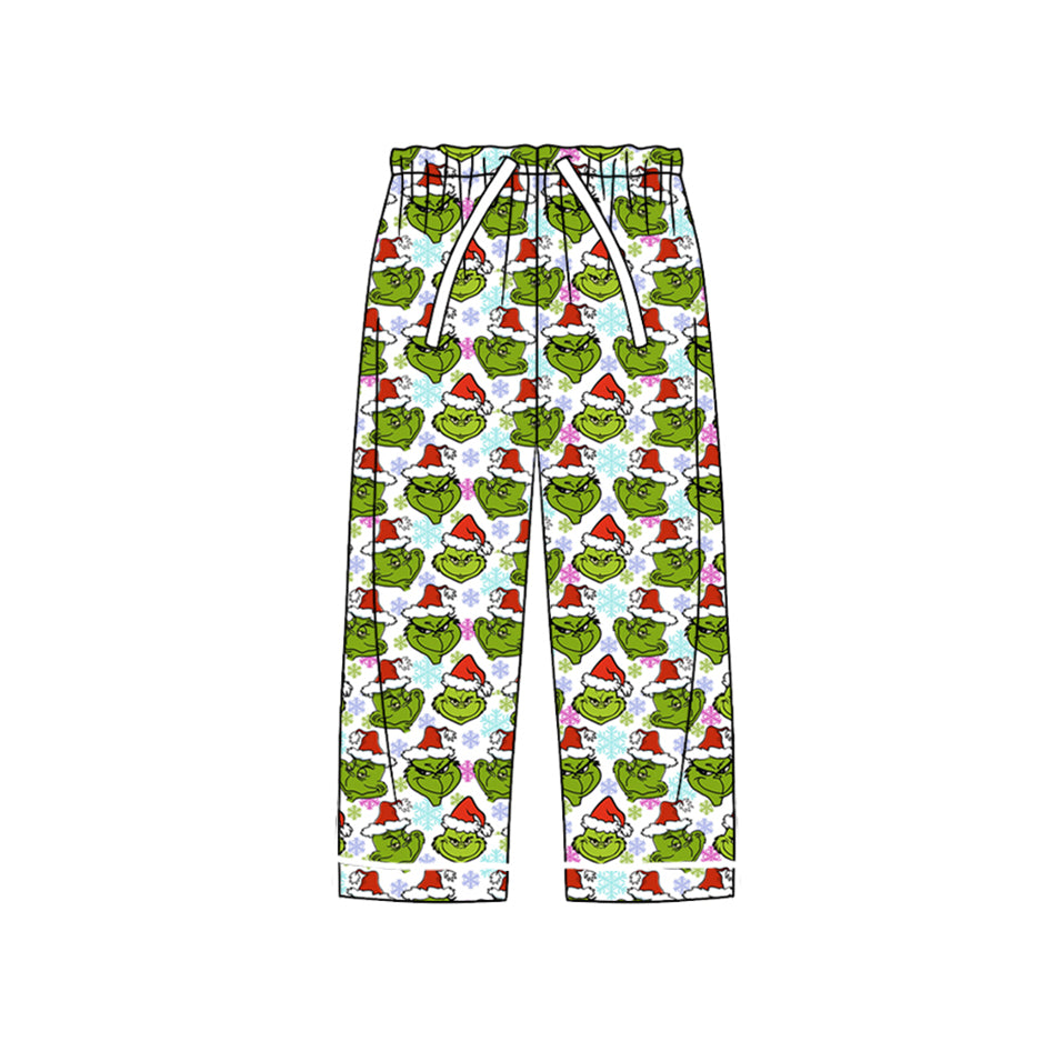 Adult Women Christmas Green Face Snowflakes Bottom Pants Pajamas Preorder