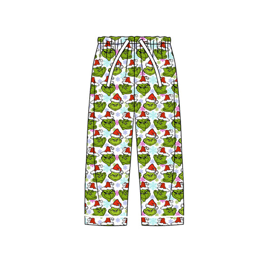 Adult Women Christmas Green Face Snowflakes Bottom Pants Pajamas Preorder