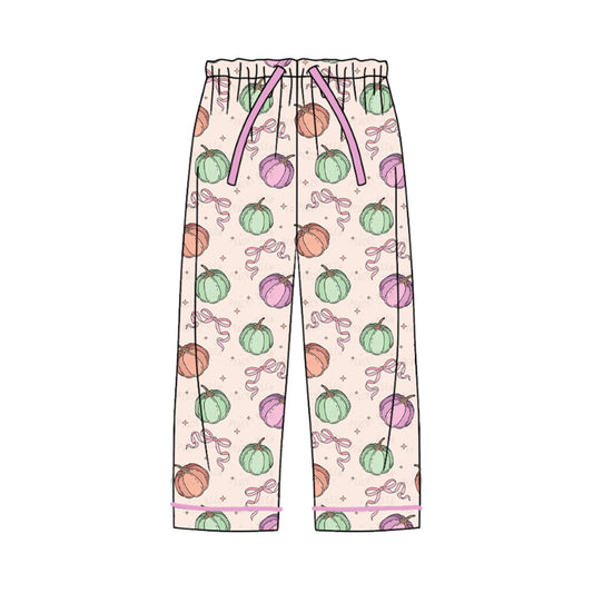 Adult Women Fall Pink Bows Pumpkins Bottom Pants Pajamas Preorder