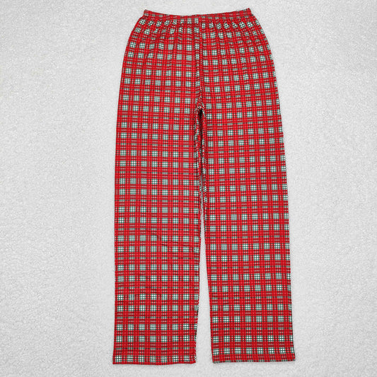 Adult Women Christmas Plaid Cartoon Pocket Bottom Pants Pajamas