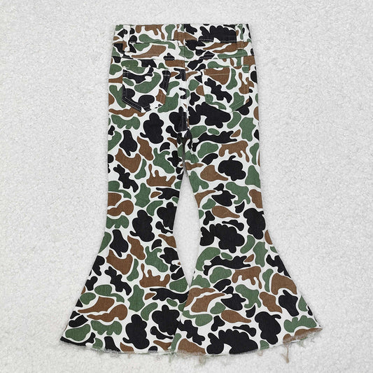 Baby Girls Brown Camo Fall Bell Flare Denim Pants