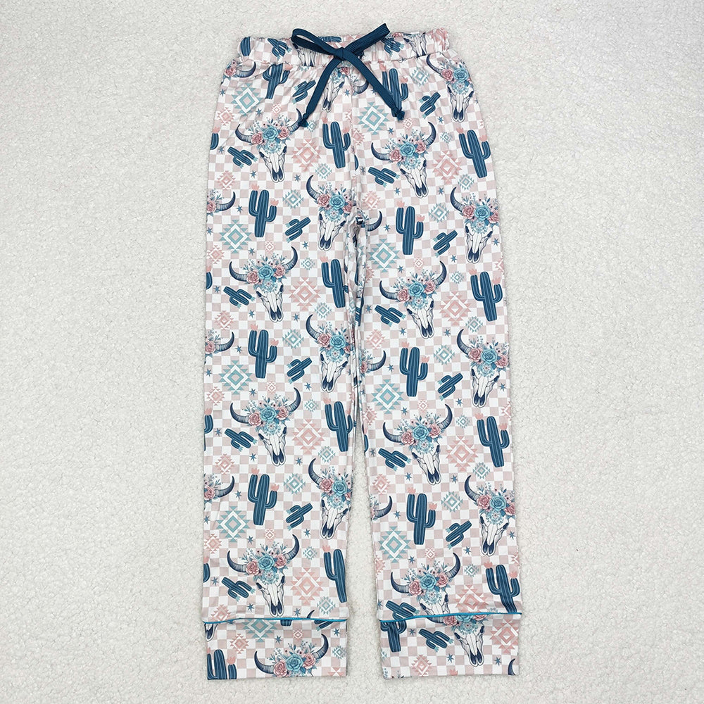 Adult Women Western Cow Cactus Bottom Pants Pajamas