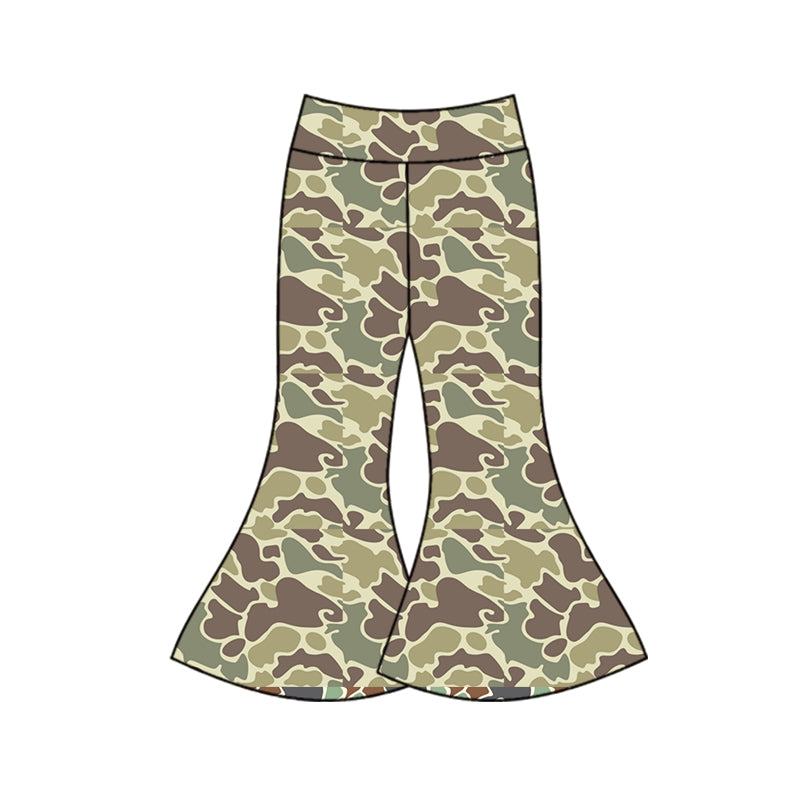 Baby Girls Green Camo Bell Bottom Pants Preorder