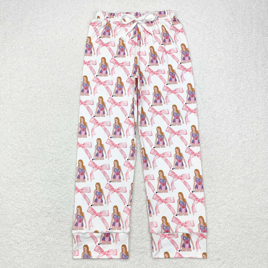 Adult Women Pink Bows Singer Bottom Pants Pajamas