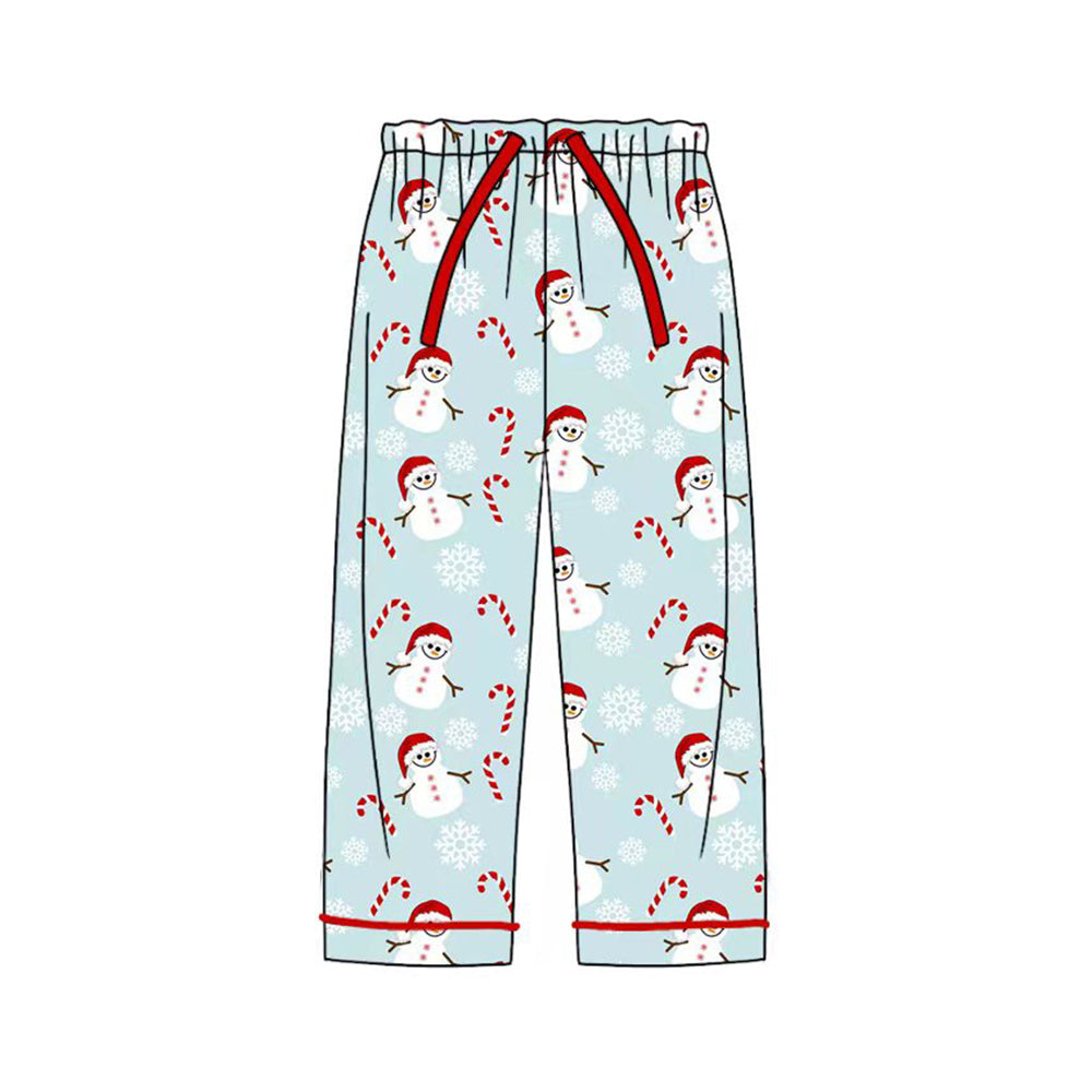 Adult Men Christmas Blue Snowman Candy Cane Bottom Pants Pajamas Preorder