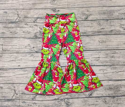 Baby Girls Christmas Green Frog Red Bell Bottom Pants