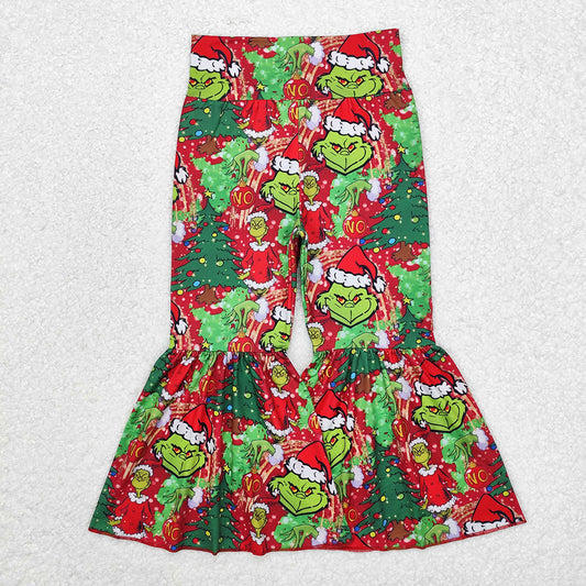 Baby Girls Christmas Green Frog Red Bell Bottom Pants