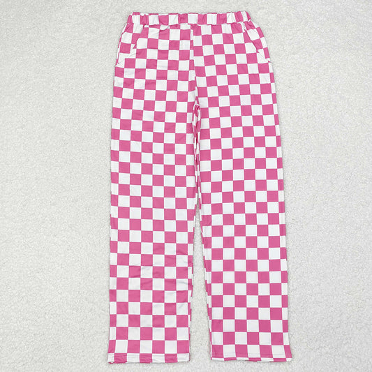 Adult Women Pink Checkered Bottom Pants