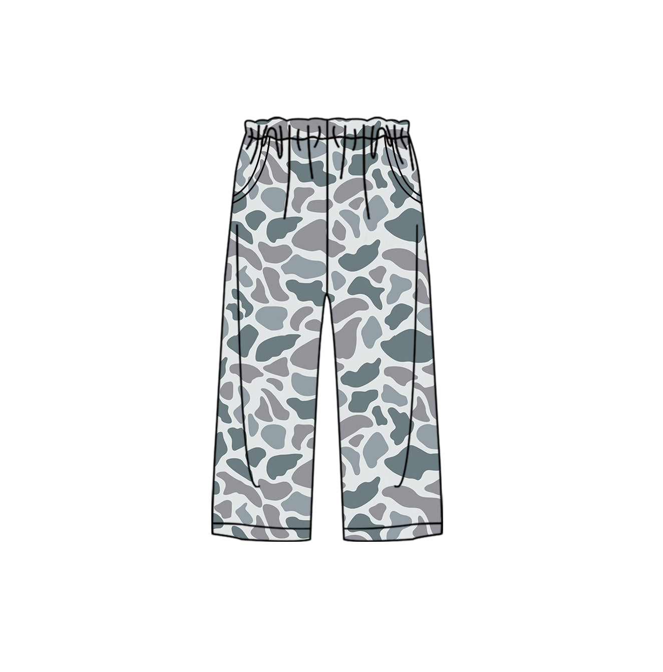 Adult Women Light Grey Camo Pocket Bottom Pants Pajamas Preorder