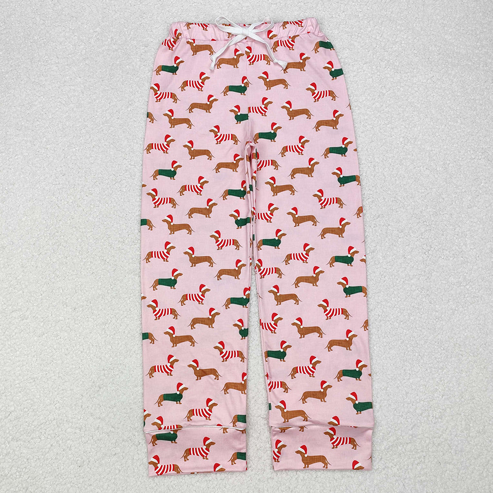 Adult Women Christmas Pink Dogs Bottom Pants Pajamas