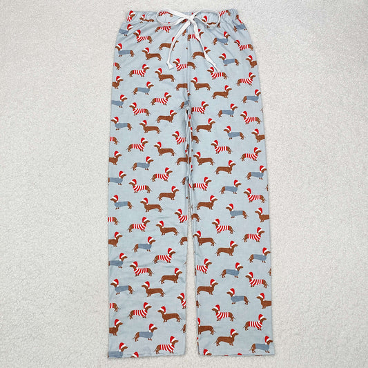 Adult Men Christmas Blue Dogs Bottom Pants Pajamas