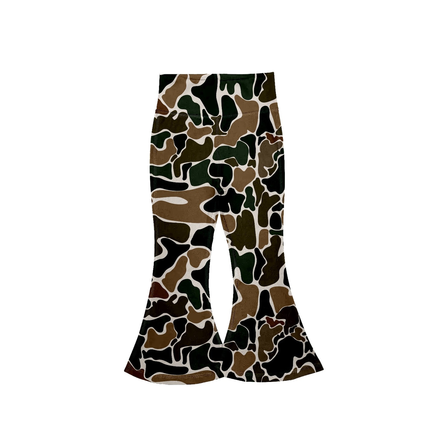 Baby Girls Brown Camo Yoga Active Wear Bell Bottoms Pants Preorder