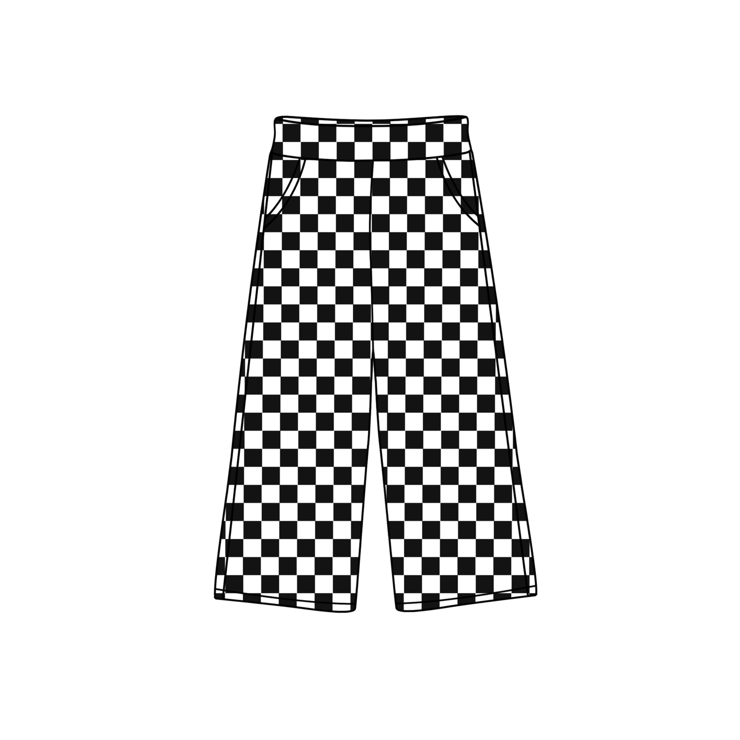 Baby Girls Black Checkered Bottoms Pockets Pants Preorder