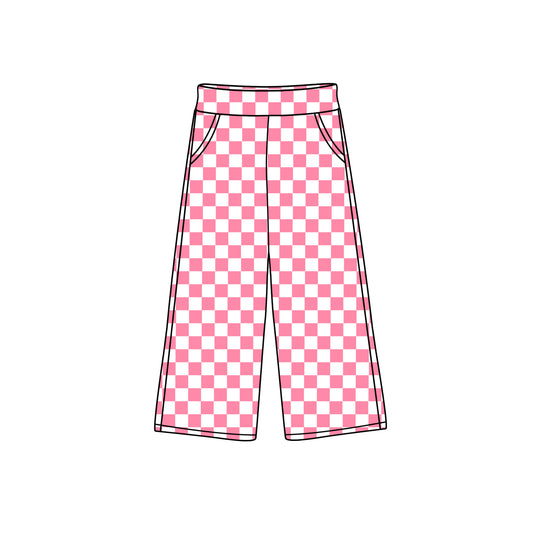 Baby Girls Pink Checkered Bottoms Pockets Pants Preorder