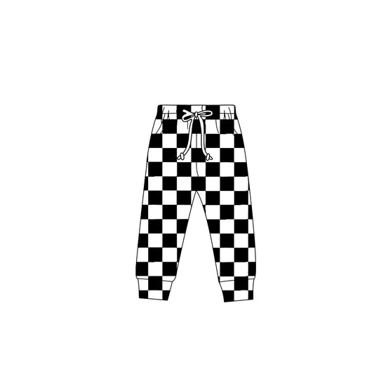 Baby Girls Black Checkered Jogger Pocket Pants Preorder