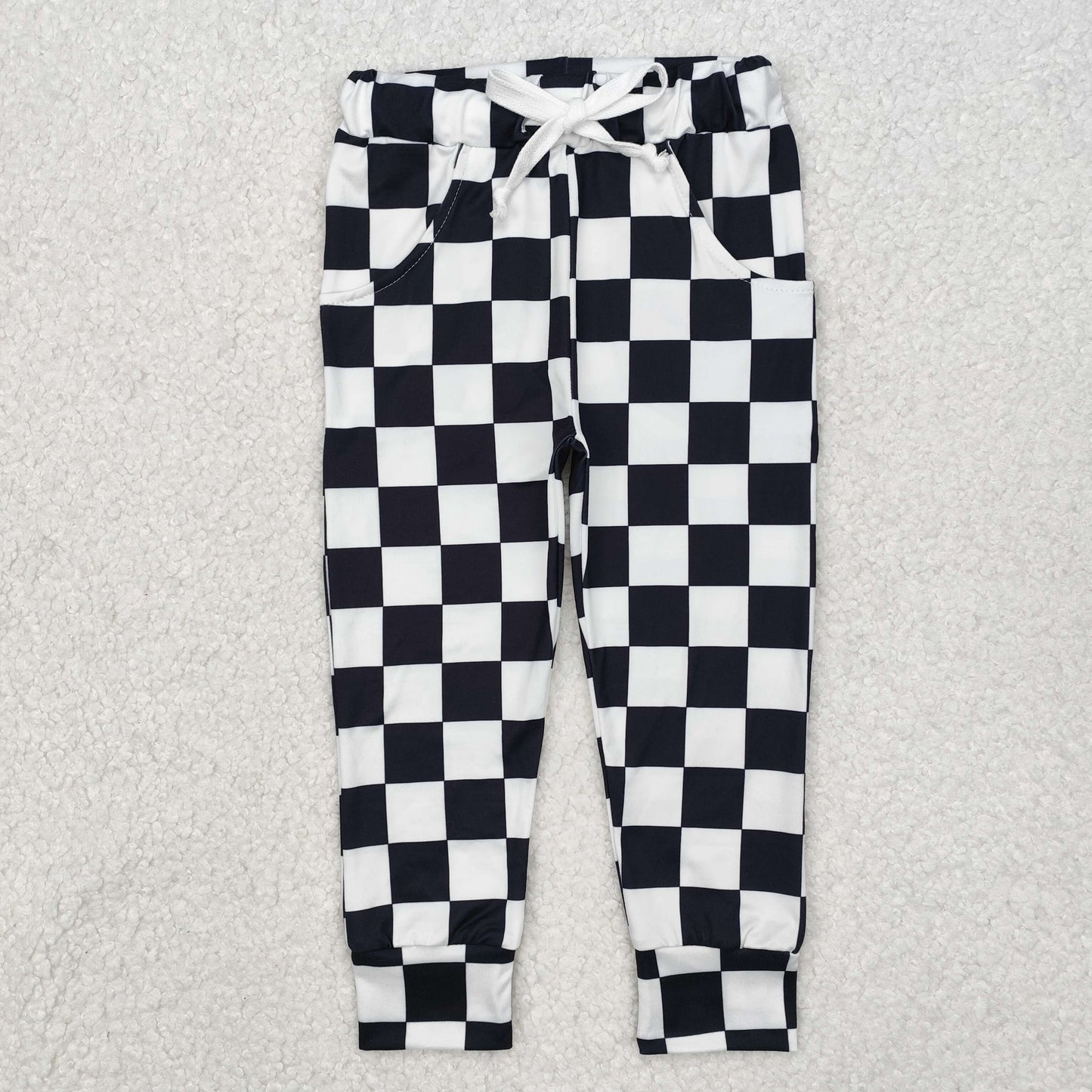 Sibling Baby Girls Checkered Jogger Pocket Pants