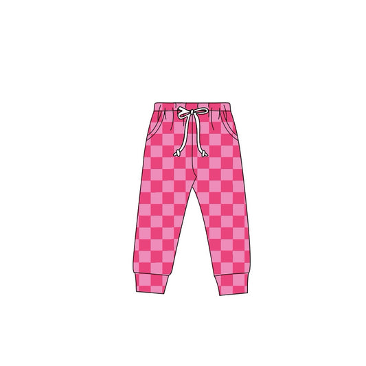 Baby Girls Pink Checkered Jogger Pocket Pants Preorder