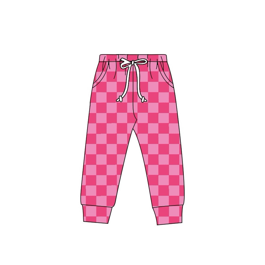 Adult Women Pink Checkered Jogger Bottom Pants Pajamas Preorder