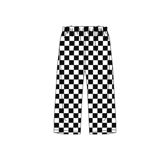 Baby Girls Black Checkered Bottoms Pants Preorder