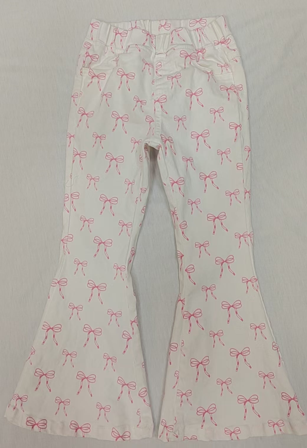 Baby Girls Pink Cute Bows Denim Flare Pants Jeans preorder