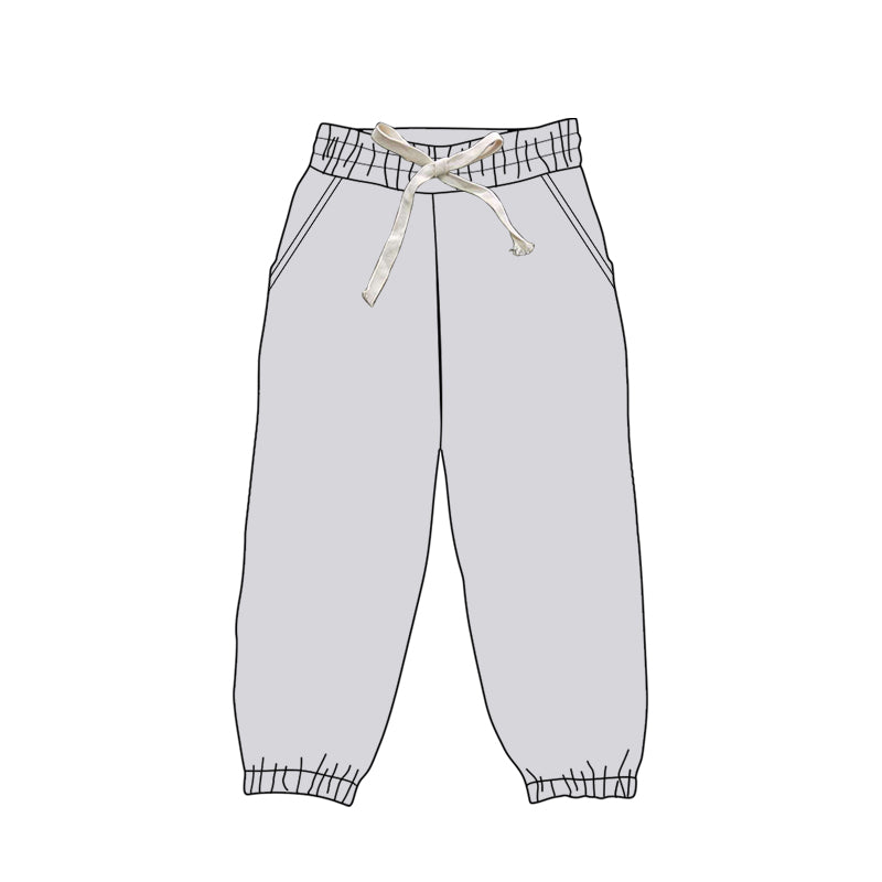 Adult Women Light Grey Solid Color Bottom Joggers Pants Preorder