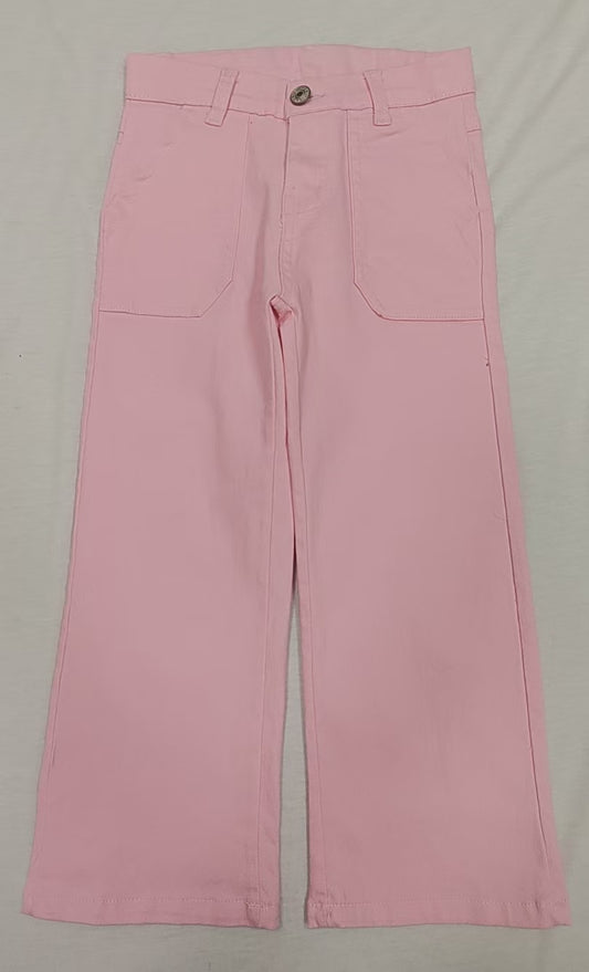 Baby Girls Pink Pockets Denim Straight Bottom Pants Preorder