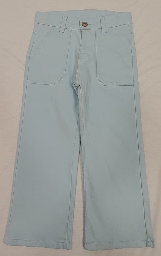 Baby Girls Blue Pockets Denim Straight Bottom Pants Preorder