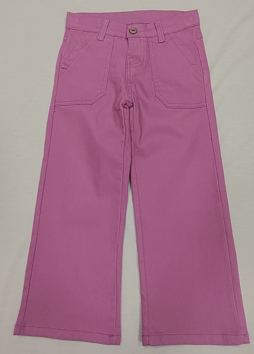 Baby Girls Lavender Pockets Denim Straight Bottom Pants Preorder