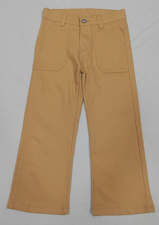 Baby Girls Yellow Pockets Denim Straight Bottom Pants Preorder