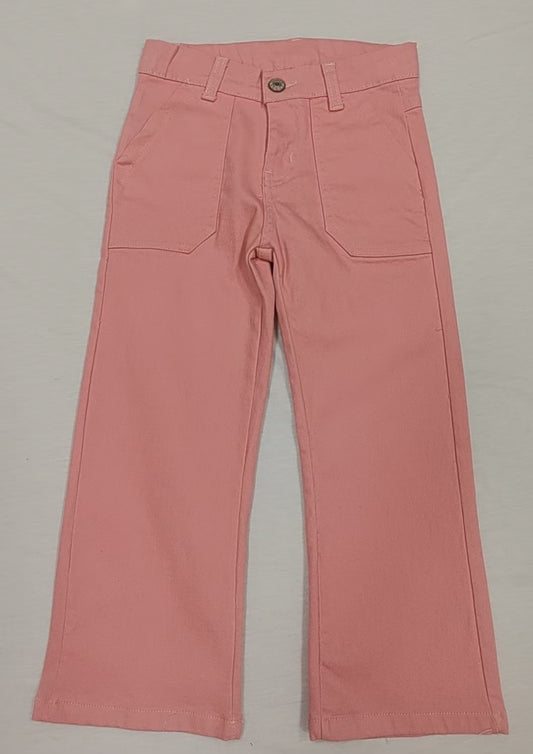 Baby Girls Peach Pockets Denim Straight Bottom Pants Preorder