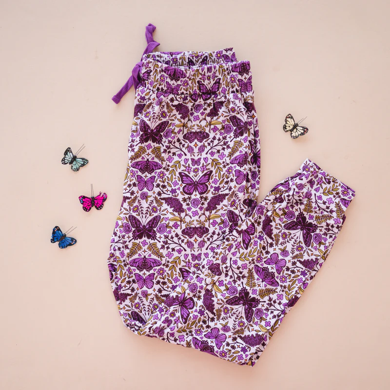 Adult Women Purple Butterfly Floral Legging Pants Preorder