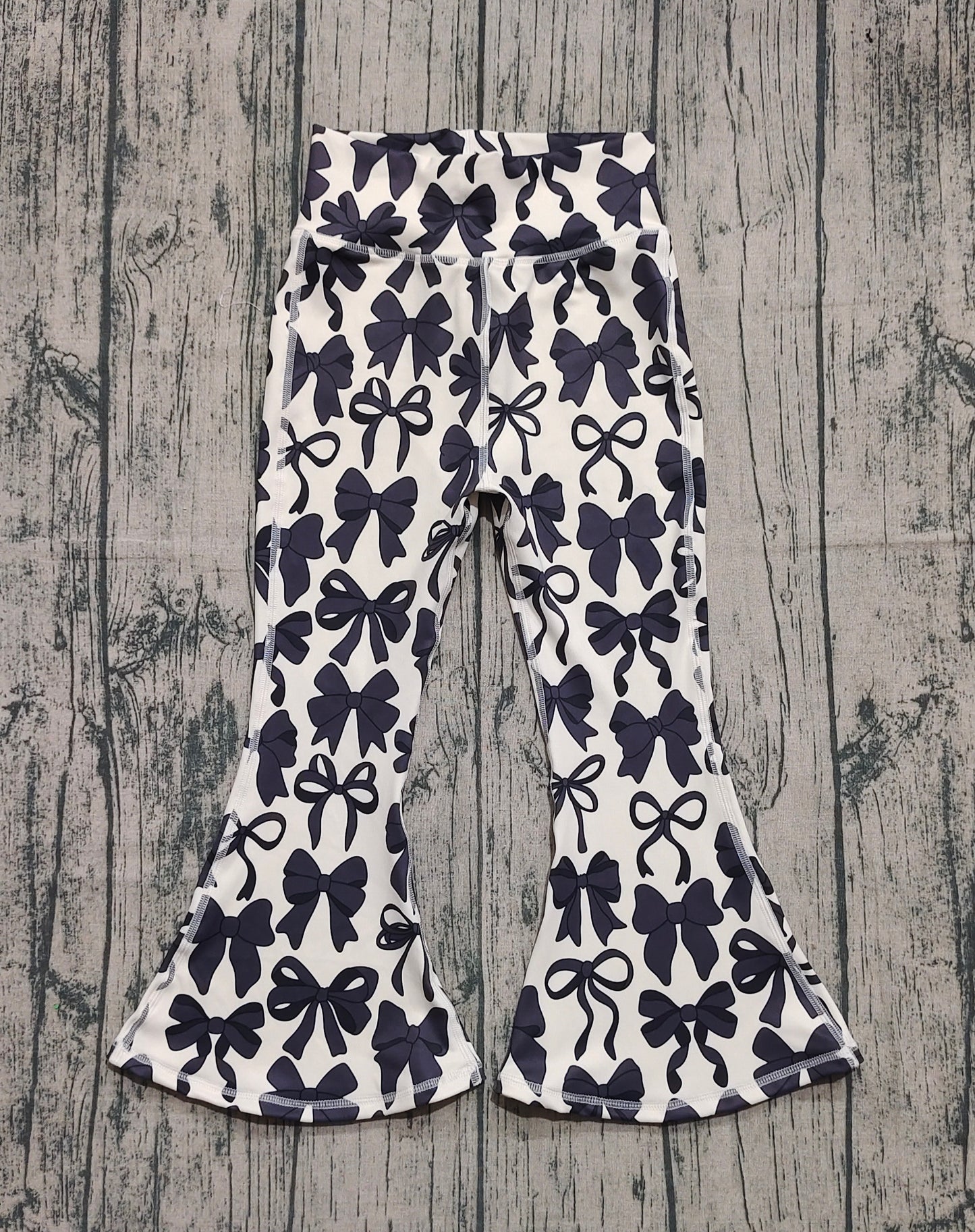 Baby Girls Black Bows Bell Bottom Yoga Pants