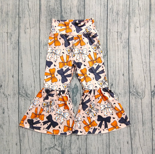 Baby Girls Halloween Orange Black Bows Bell Bottom Pants
